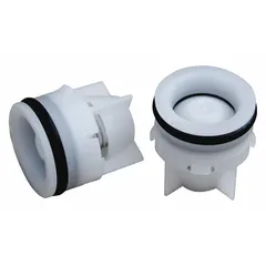 Plastic check valve with chrome finish for use with hot and cold water. Designed for Speakman Commander Service Sinks series to prevent backflow in commercial or institutional plumbing systems.