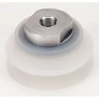 SMC Vacuum Pad Assembly: Bellows, M16x1.50 Vacuum Port, 80 mm Pad Dia, Food Grade Silicone Rubber (MPN ZPT80HBS-B16)