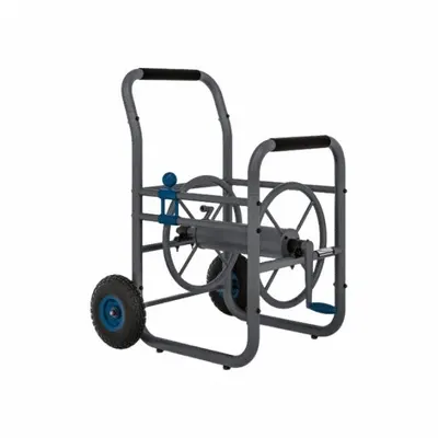 SUNCAST Garden Hose Reel: 200 ft (5/8 in I.D.), 18 in Reel Dia, Gray, 2 Wheels - Metal Garden Hose Carts