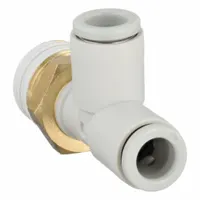 SMC Push-Fit Tee Fitting: 1/4 in Pipe x 6 mm OD x 6 mm OD Size, 39 3/32 mm Overall Lg, White (MPN KQ2Y06-02AS)