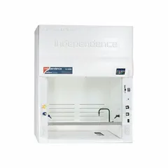 This light duty ductless fume hood from AIRCLEAN SYSTEMS is fully assembled and includes a blower, base/stand, and work surface. With a white finish, it measures 72 inches wide and 60 inches high. Suitable for laboratory and industrial applications requiring containment of airborne particulates and vapors where ducted exhaust is not available.