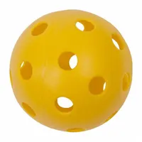 This plastic wiffle ball has a 9-inch circumference and is yellow. It is designed for recreational baseball practice and casual play, suitable for youth training and indoor or outdoor games