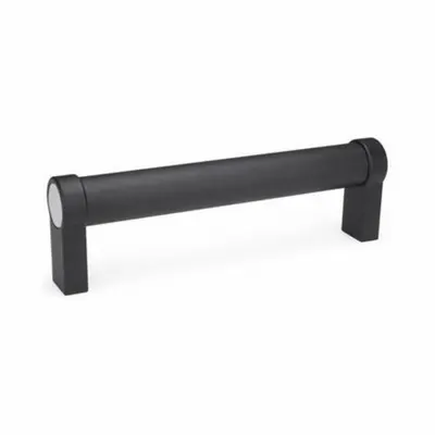 JW WINCO Pull Handle: Threaded Holes, Rear-Mount, 12 in Mounting Hole Center to Center - Load-Rated Straight-Leg Tubular Pull Handles