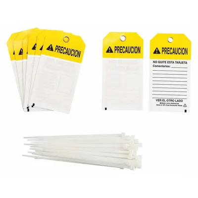 BRADY Lockout Tag: Precaution, No Hacer Funcionar, Polyester, Write-On Surface - Safety
