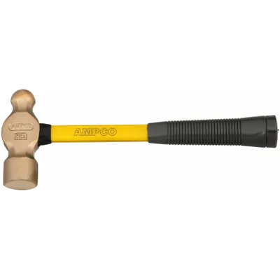 AMPCO Ball Peen Hammer: Fiberglass, Aluminum Bronze, 40 oz Head Wt, 14 in Overall Lg - Non-Sparking Ball-Peen Hammers