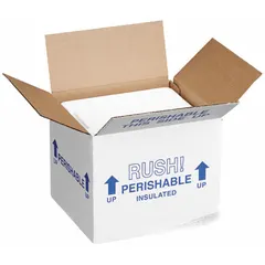 Insulated Shipping Container: 6 in x 5 in x 4 1/2 in, 1.25 in Insert Wall Thick, Cardboard, 2 PK (MPN 202C). Key specifications — Shipping Box Material: Cardboard; Insert Material: Styrofoam; Color: White.