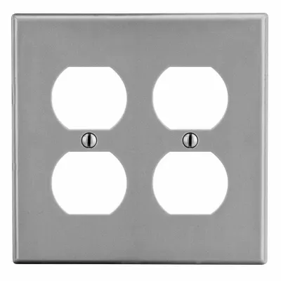 HUBBELL Wall Plate: Duplex Outlet, 2 Gang, Gray - General Purpose Wall Plates