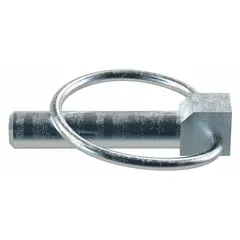 Standard lynch pin with 7/16 in shank diameter and 1 11/32 in usable length. Supplied without chain in a pack of 10. Used to secure clevis pins and fasteners in agricultural, construction, and industrial equipment, preventing unintended disconnection in hitches and linkages.