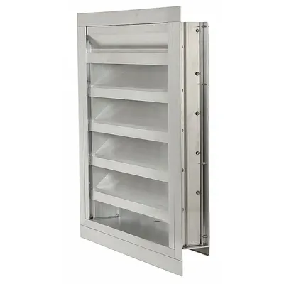 Dayton 45"H 27"W Drnbl Extrd Alu Intake Louver: Flanged, Surface Mount, 41 1/2 in H - Drainable Stationary-Blade Louvers