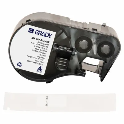 BRADY Wraparound Label: 2 3/4 in x 1/2 in, Vinyl, White (Matte) - Brady Precut Label Roll Cartridges