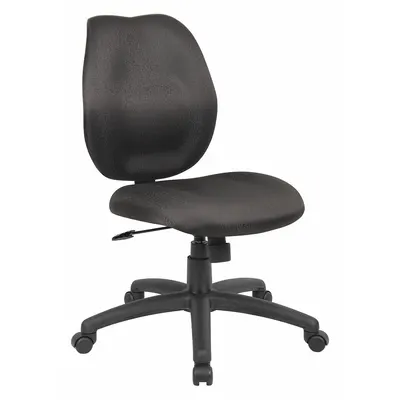 BOSS Office Chair: Black, Fabric Material, 19 1/2 in Back Ht, 20 in Seat Wd - Armless Office Chairs