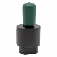 This self-aligning nose-mount coupler is constructed of steel and features a 3/8"-24 thread size with an overall length of 2-1/4 inches. It is used to assist in coupling operations for pneumatic or hydraulic systems, helping to align nose-mount couplers during connection to reduce wear and ensure a secure fit.