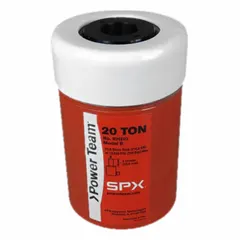 This lightweight hollow ram has a 12 ton nominal capacity, 2 in nominal stroke length, and a 0.81 in center hole with right-hand thread. It is used for pulling, pushing, or lifting applications where a rod or cable must pass through the center, such as tensioning, pressing, or jacking operations.