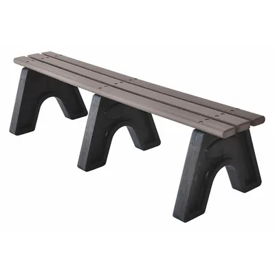 ULTRASITE Outdoor Bench: Sport, 72 in Overall Lg, 18 in Overall Ht, Gray, Black - Vandal Resistant Resinwood Benches