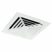 Diffuser: Ceiling/Wall, 13 in H, 13 in W, Surface Mount, 10 in Duct, Aluminum, 4-Way Louvered, White (MPN 4MJJ7)