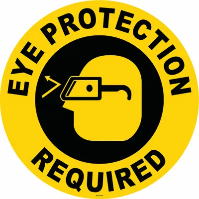 STRANCO Anti-Slip Floor Sign: Vinyl, Adhesive Sign Mounting, 17 in x 17 in Nominal Sign Size - Eye Protection Required Floor Signs