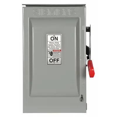 Siemens Safety Switch: Non-Fusible, 60 A, Single Phase, 600V AC, Galvanized Steel - Non-Fusible Safety Switches