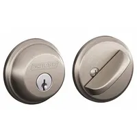 SCHLAGE Deadbolt Lock: Cylindrical, 1 3/8 in Door Thick - Max, Nickel (MPN B60N 619 KA4)