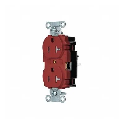 HUBBELL Receptacle: Duplex, 5-20, Red, 125V AC, 20 A, 2 Pole / 3 Wire (MPN BR20STRTR) - General Purpose Receptacles