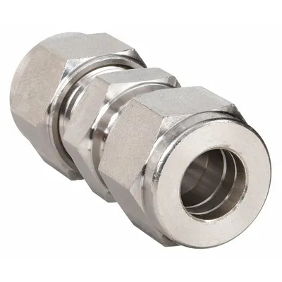 HAM-LET Compression Fitting Union: 12 mm OD x 12 mm OD Fitting Size - Double-Ferrule Stainless Steel Fittings