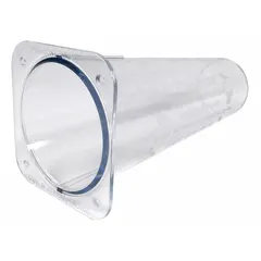 Plastic bat removal cone with a square base shape, measuring 2-1/2 inches in height and width. Sold in a pack of 6. Designed for one-way exclusion of bats from structures such as attics, eaves, and wall voids.