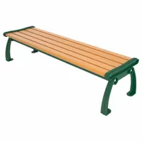 This vandal-resistant resinwood bench from the Heritage series features a cedar plank surface and a green frame. It measures 72 inches in length and 17 inches in height. Suitable for outdoor public spaces such as parks, campuses, and transit areas
