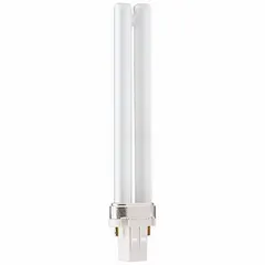 13W compact fluorescent twin-tube lamp with GX23 2-pin base. Delivers 825 lumens at 3500K color temperature. Non-dimmable. Suitable for general lighting in commercial and industrial fixtures such as downlights, wall sconces, and task lights.