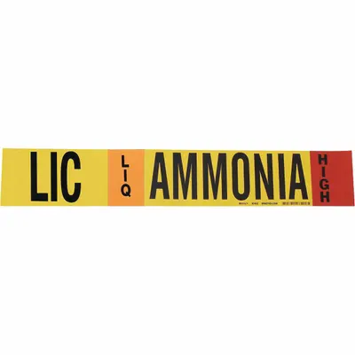 BRADY Ammonia Adhesive Pipe Marker LIC - Ammonia Adhesive Pipe Markers