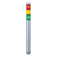 PATLITE LED Signal Tower: 3 Tier, No Sounder Tier, IP65, Amber/Green/Red, Direct Wire, Wire Leads (MPN MP-302-RYG)