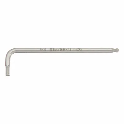 BETA Hex Key: 1 Ball Ends, 5/32 in Tip Size, SAE, Long, Stainless Steel, Satin - Stainless Steel Hex Keys