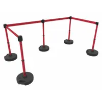 Belt Barrier System: 42 in Post Ht, 15 ft Belt Lg, Red, 5 No. of Posts, No Pattern, No Message (MPN PL4599)