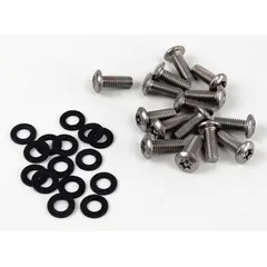 Black steel security screw for telephones and telephone enclosures. Used to secure industrial communication equipment against unauthorized access or tampering.