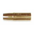 Tapered nozzle for MIG welding, with 3/8 in bore diameter and 1/8 to 5/32 in tip recess. Self-insulated design directs shielding gas and protects contact tip. Supplied as a 2-pack, model WS21T-37.