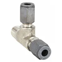 PARKER Compression Tee Fitting: 1/4 in OD x 1/4 in Pipe x 1/4 in OD size, Stainless Steel, Ferulok (MPN 4-4-4 RBU-SS)