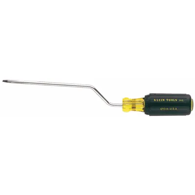KLEIN TOOLS Offset Slotted Screwdriver: Steel, 1/4 in Tip Size, Long Lg - Offset Slotted Screwdrivers