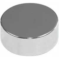This neodymium disc magnet (type 35) has a 3/4 in outside diameter, 0.5 in thickness, and a maximum pull force of 44 lbf. The silver-colored magnet is used for holding, positioning, and fixturing in industrial settings such as machining, assembly, and material handling