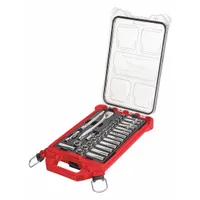 MILWAUKEE Ratchet & Socket Set: 3/8 in Drive, 32 Piece, 6-Point, Metric, 6 mm to 19 mm (MPN 48-22-9482)