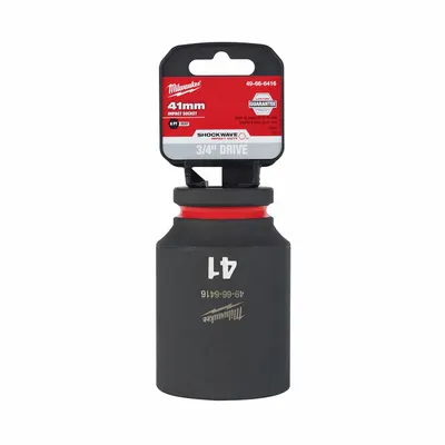 MILWAUKEE Deep Impact Socket: 3/4 in Drive Size, Metric, 41 mm Socket Size, 6-Point - 3/4" Drive Impact Sockets