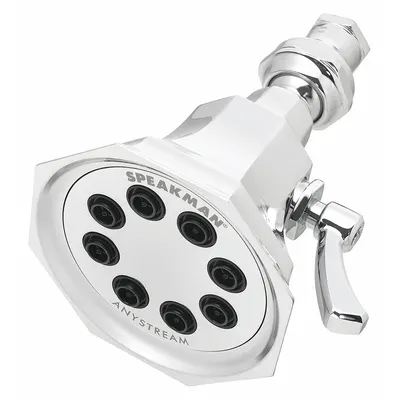 SPEAKMAN Fixed Showerhead: Vintage S-3019, 1.75 gpm Fixed Showerhead Flow Rate, Brass - Multi-Pattern Fixed Showerheads