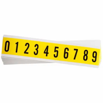 BRADY Number Label Set: 1 in Character Ht, Indoor Only, Non-Reflective, Gothic - Repositionable Letters & Numbers
