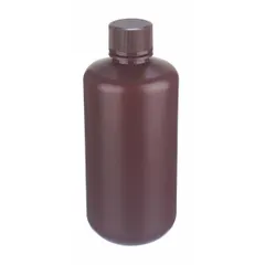 HDPE Narrow Mouth Round Lab Bottle, 500 mL, Amber, 28-410 mm Screw Closure