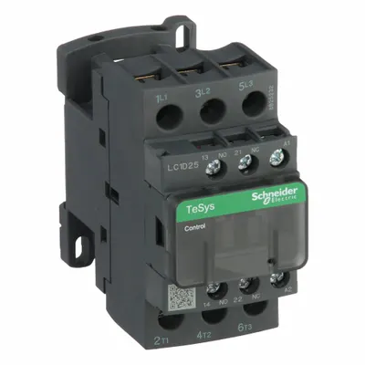 SCHNEIDER Magnetic Contactor: Non-Reversing, 3 Poles, 3NO Contacts, 25 A - Non-Reversing IEC Contactors