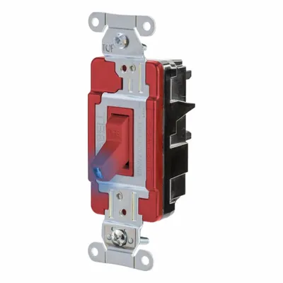 HUBBELL Wall Switch: Toggle Switch, 3-Way, Maintained, Red, 120/277V AC - Toggle Wall Switches