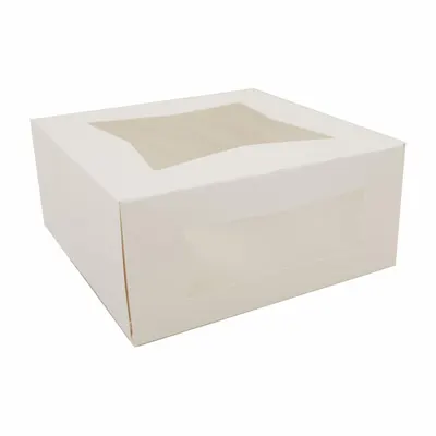 OEM APPROVED VENDOR Window Bakery Box, 9 x 9 x 4 in, Paperboard, Hinged Lid, 150 PK - Window Paper Containers