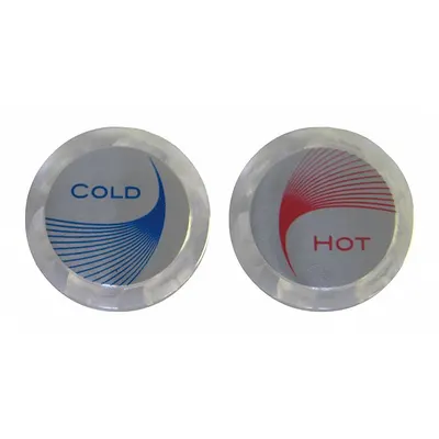 PFISTERER Faucet Handle Cap, Acrylic, Blue Index, 1 7/16 in Overall Dia, Pair - Faucet Handle Caps