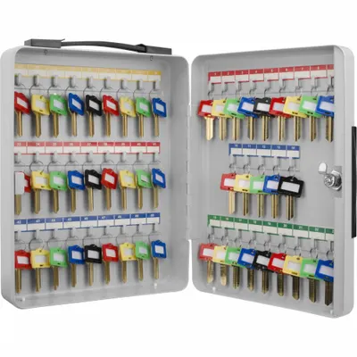 BARSKA Key Cabinet: 50 Key Capacity, Single Key Lock, Steel, Gray, 12 1/2 in Ht - Key Cabinets with Key Lock