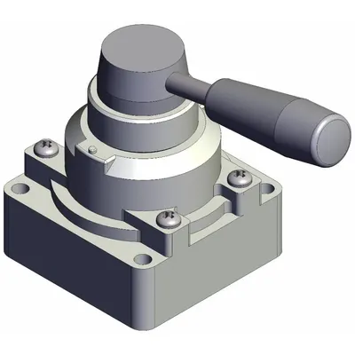 SMC Hand Valve: VH Series, Lever Actuator, 3/8 in NPT, Bottom-Ported Body - VH Series Manual Air Control Valves