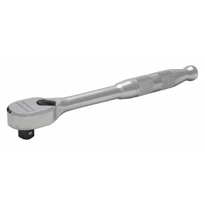 PROTO Hand Ratchet: Pear, Reversible, 10 1/2 in Overall Lg, Chrome, 4° Min Arc Swing - Standard-Head Ratchets