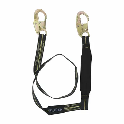 FALLTECH Shock-Absorbing Lanyard: Shock Pack, Steel Snap Hook, Steel Snap Hook - General Fall Protection Shock-Absorbing Lanyards