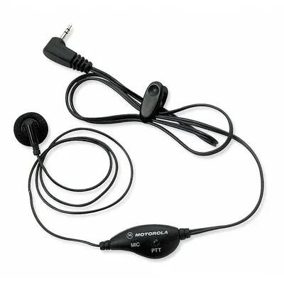 MOTOROLA Earpiece: Fits Motorola, Earbud, Push To Talk, Black, 1 Wires, Shirt/Lapel Mic - Motorola-Compatible Earpieces & Headsets